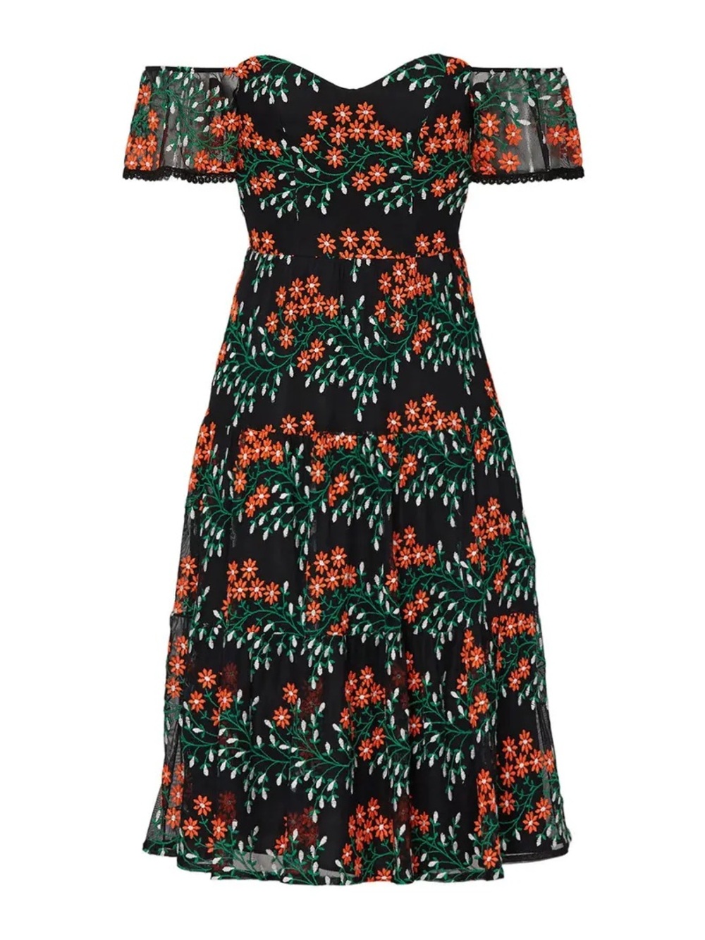 River Embroidered Off the Shoulder Midi Dress - Picture 11 of 11